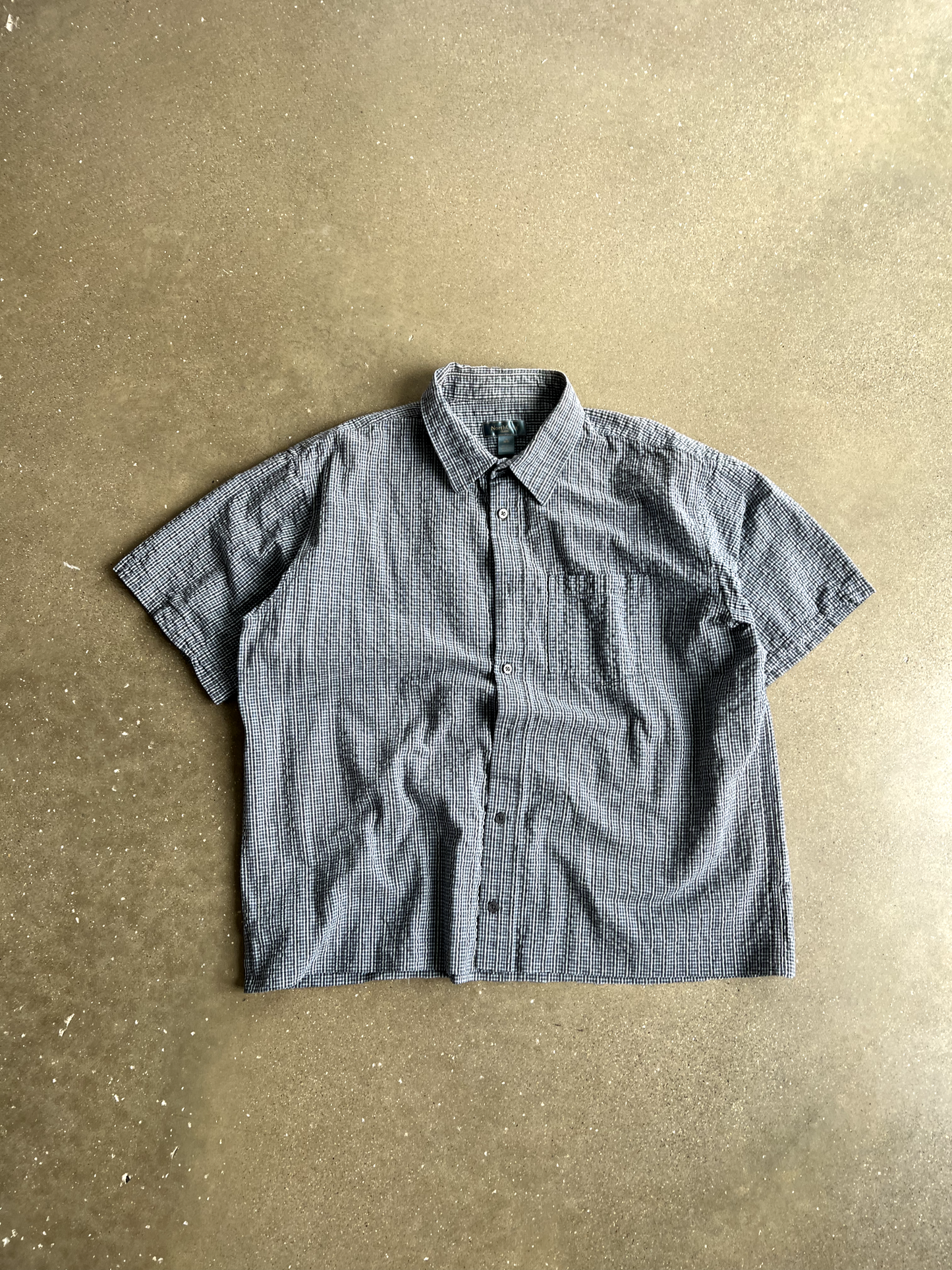 Vintage Black And White Striped Button Up - XL