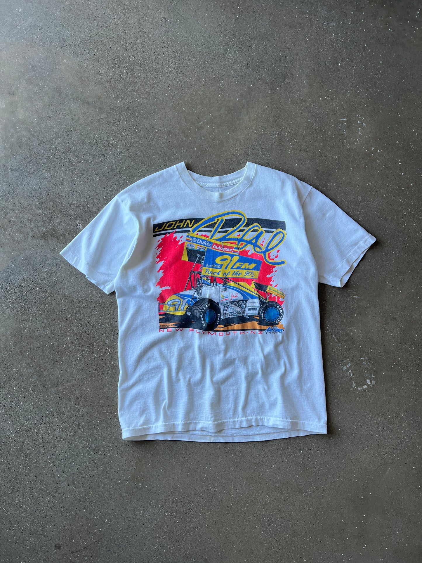 Vintage White and Neon Race T-Shirt