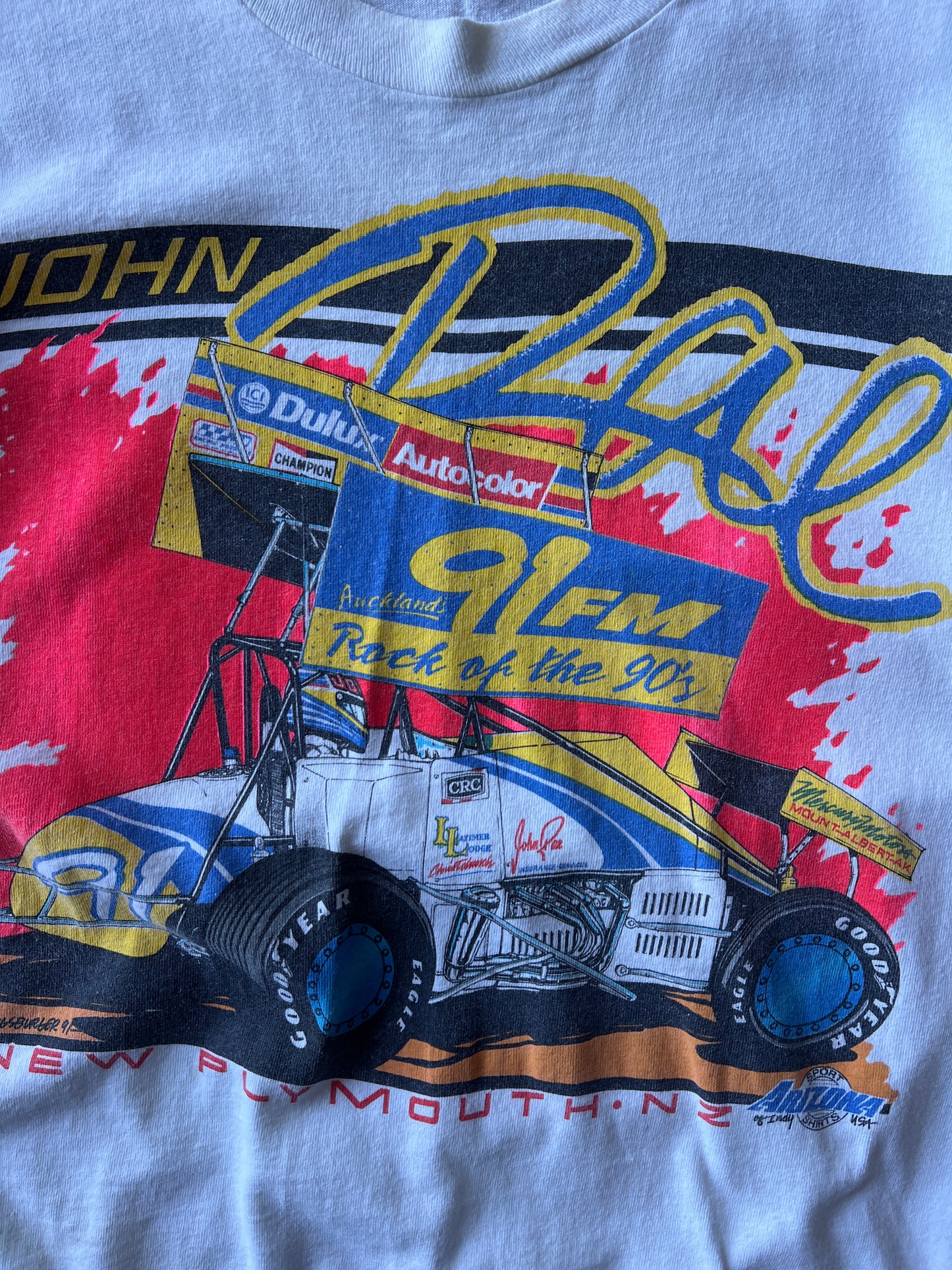 Vintage White and Neon Race T-Shirt