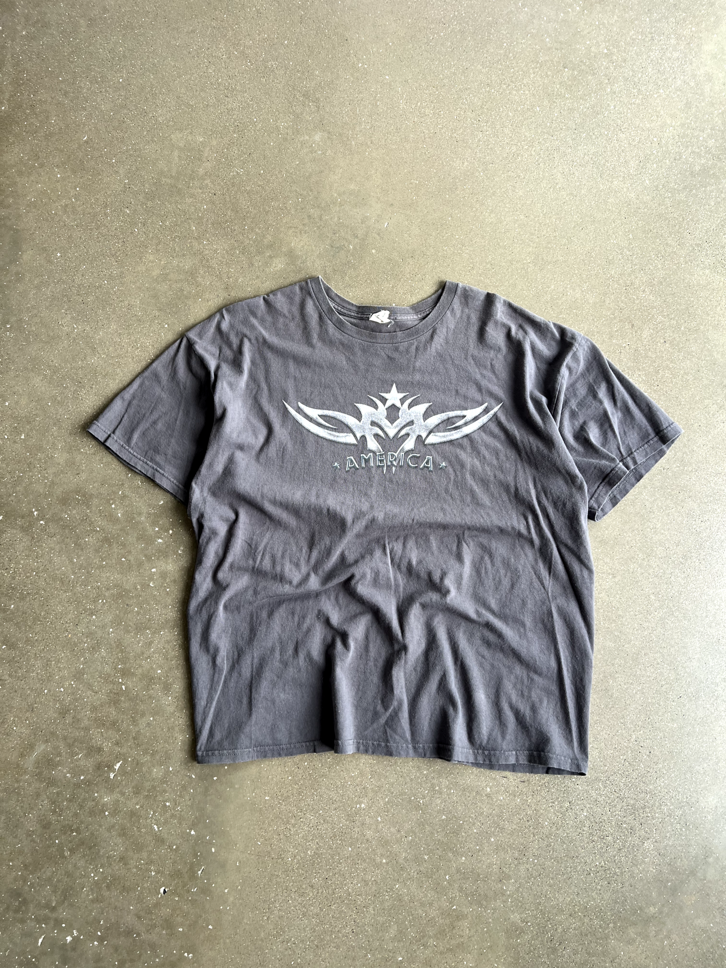 Vintage Grey America Spellout Tee - XL