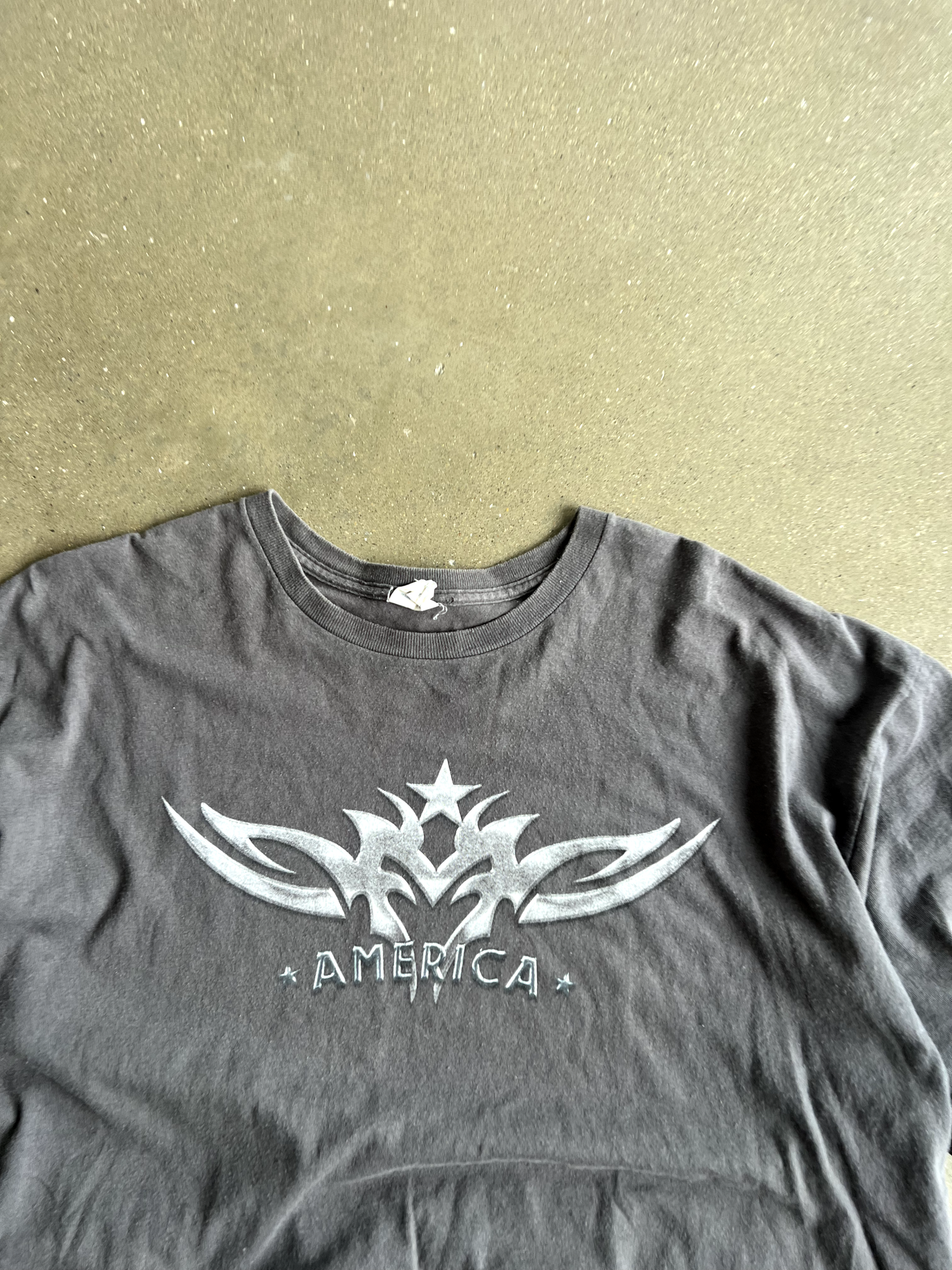 Vintage Grey America Spellout Tee - XL
