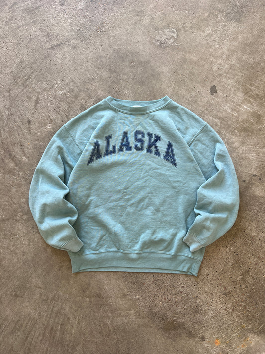 Vintage Blue Alaska Spellout Crew - L