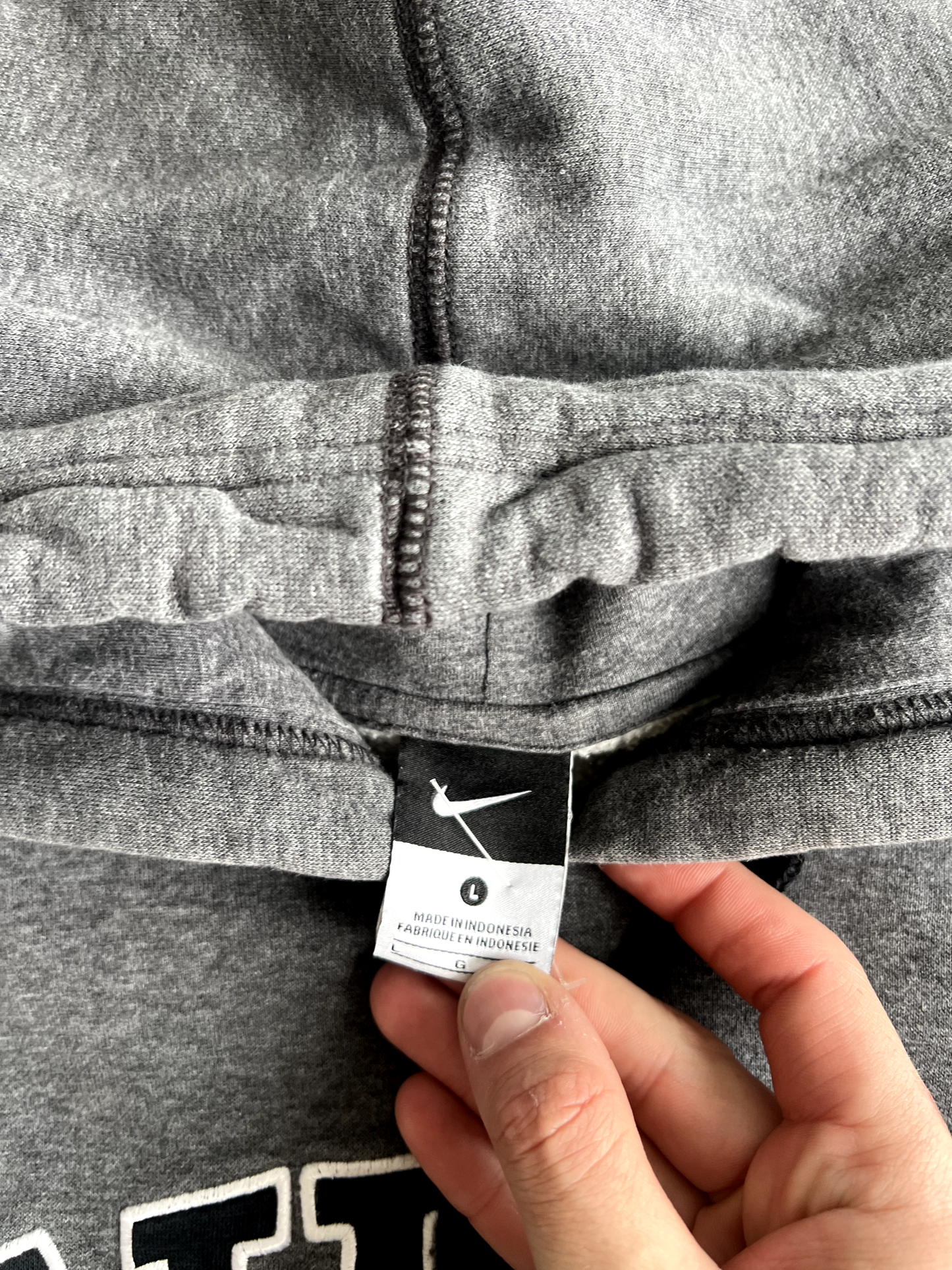Vintage Grey Nike Spellout Hoodie - L