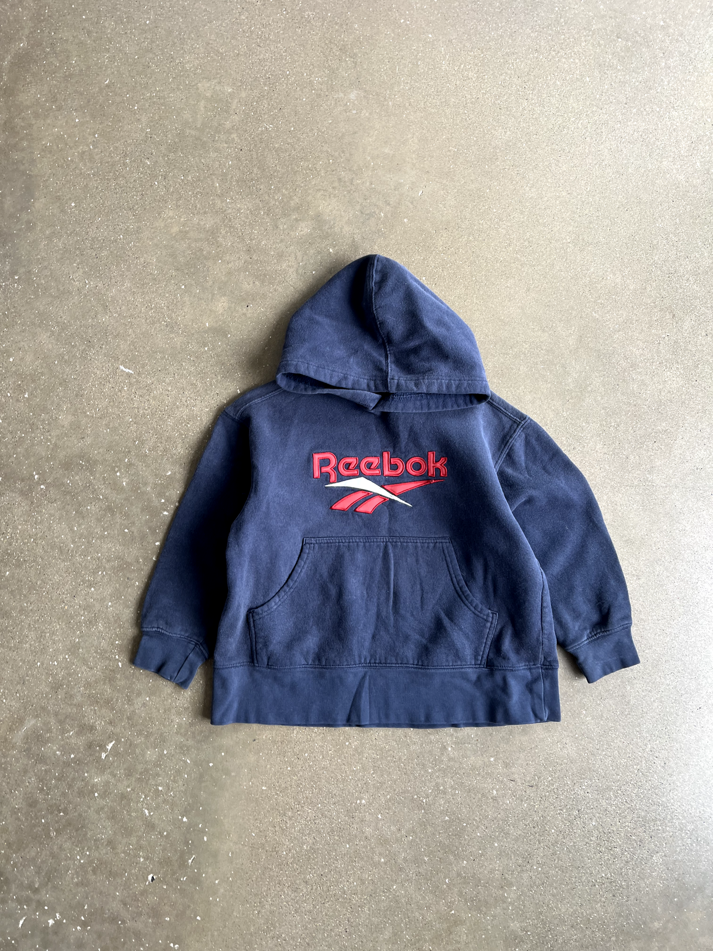 Vintage Navy Blue Reebok Spellout Hoodie - S