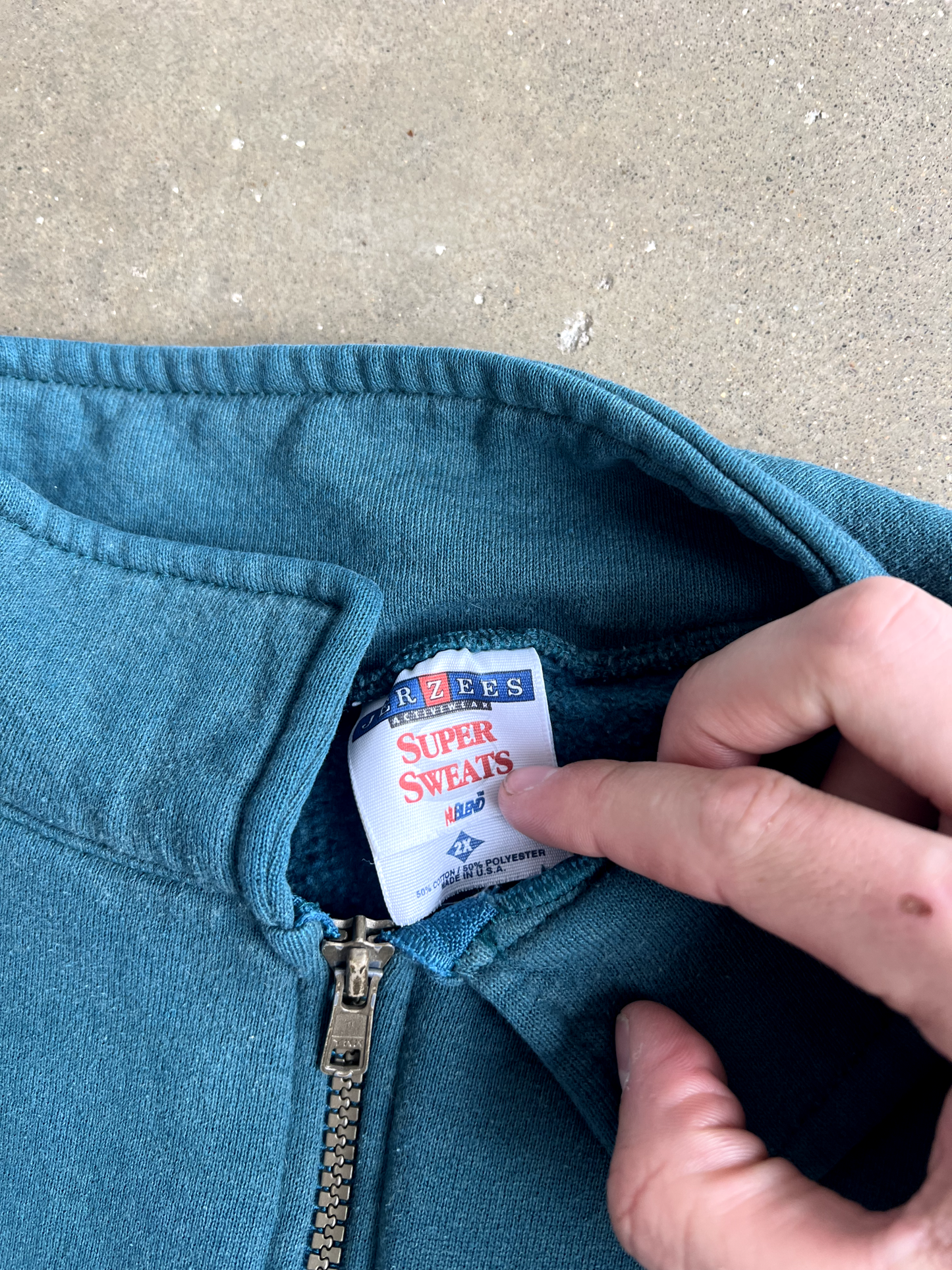 Vintage Teal Quarter Zip - 2XL