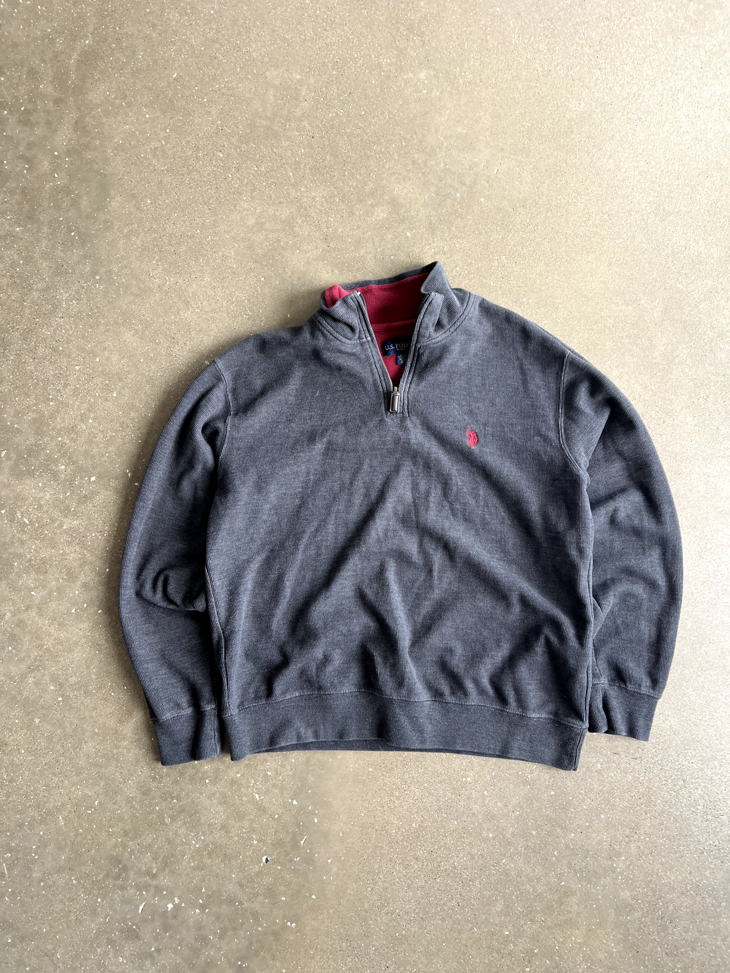 Vintage Grey Polo Quarter Zip - L
