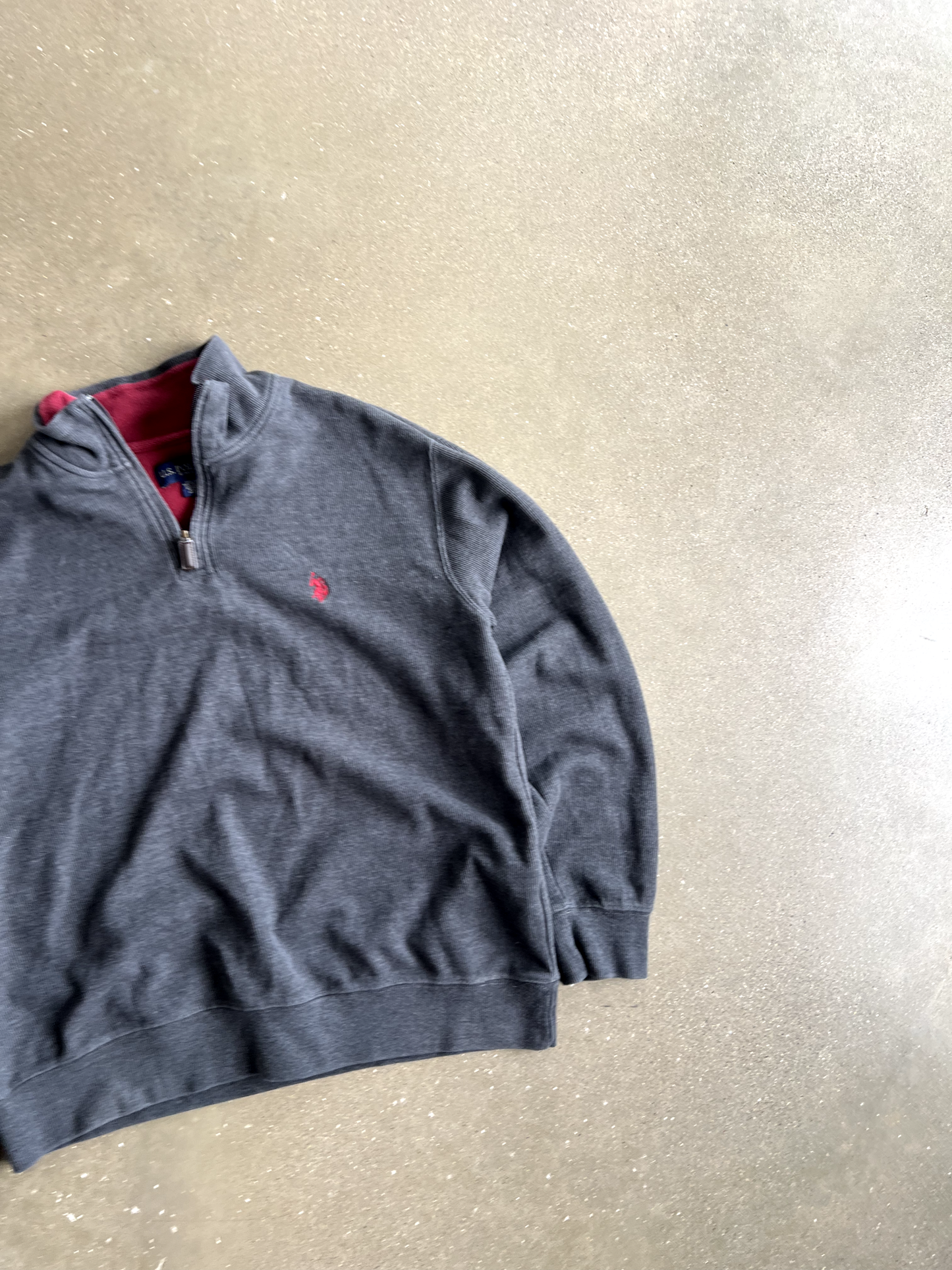 Vintage Grey Polo Quarter Zip - L