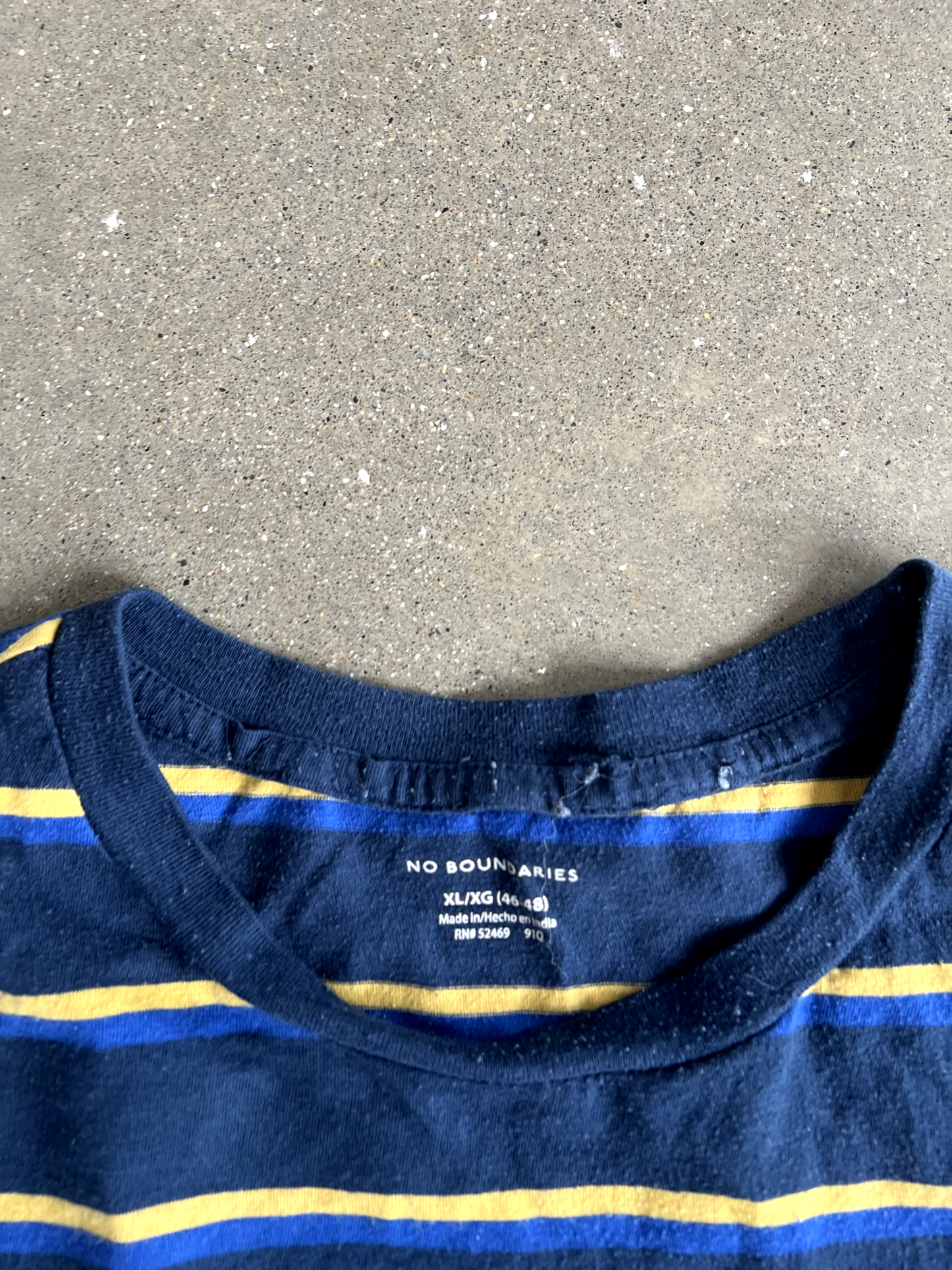 Vintage Navy Blue Striped Tee - XL