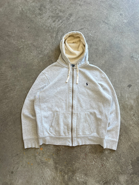 Vintage White Polo Zip Up - XL