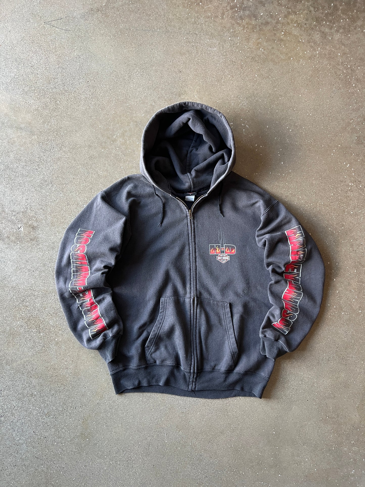 Vintage Faded Black Harley Davidson Hoodie - L