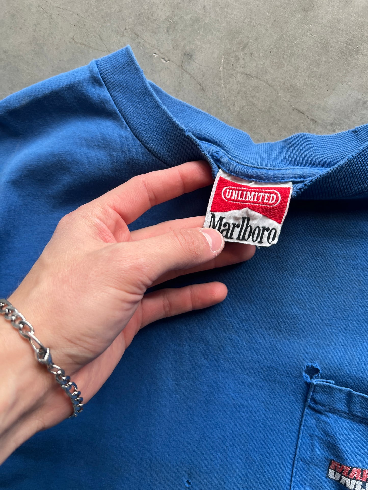 Vintage Distressed Blue Marlboro Shirt - M