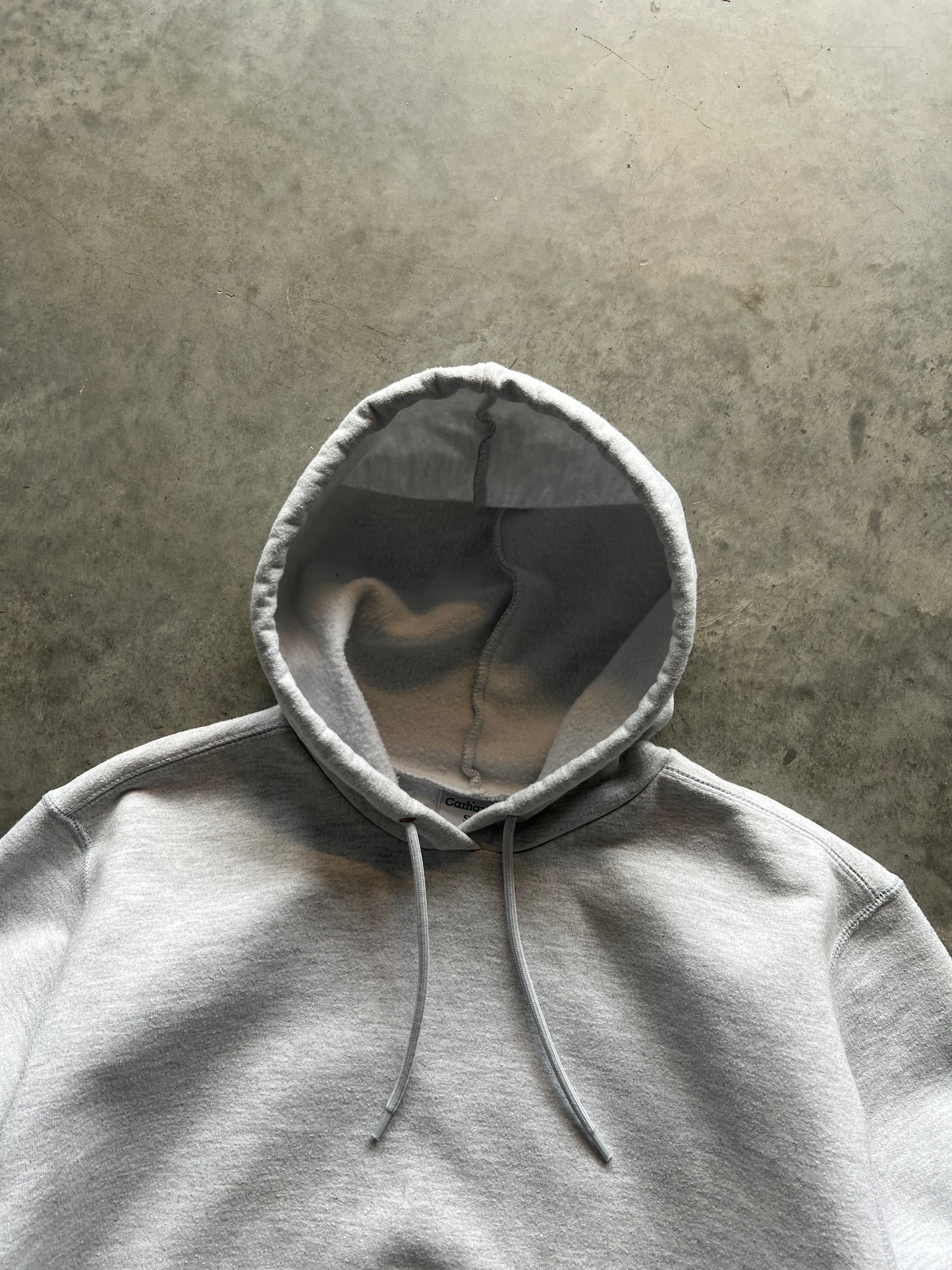 Vintage White Carhartt Logo Hoodie - M