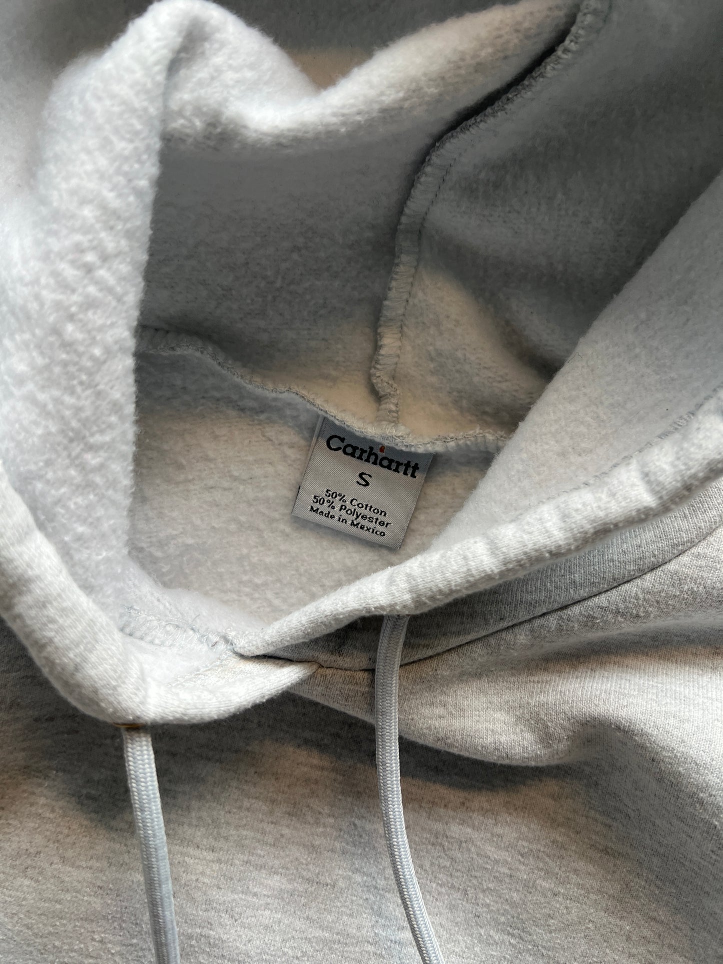 Vintage White Carhartt Logo Hoodie - M