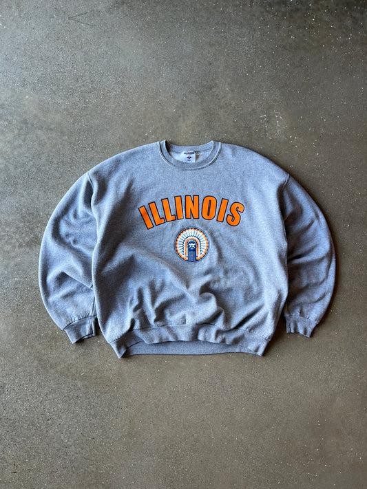 Vintage Grey Illinois College Crew - XL