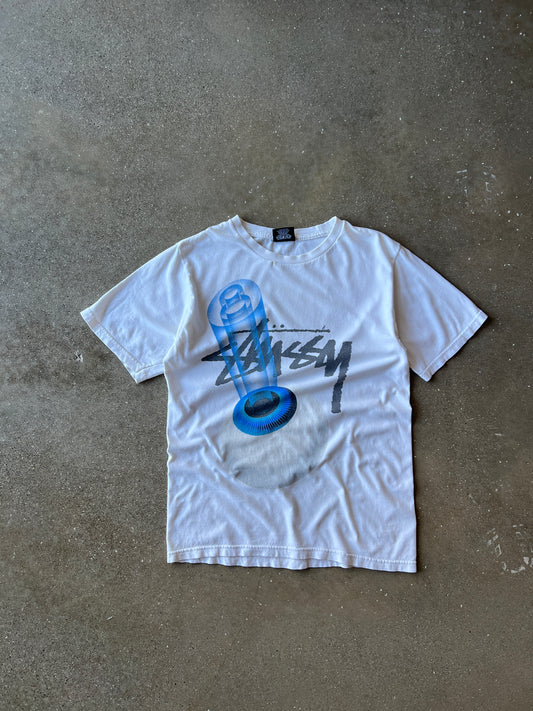 Vintage White Stussy 8-Ball Eye Shirt - S