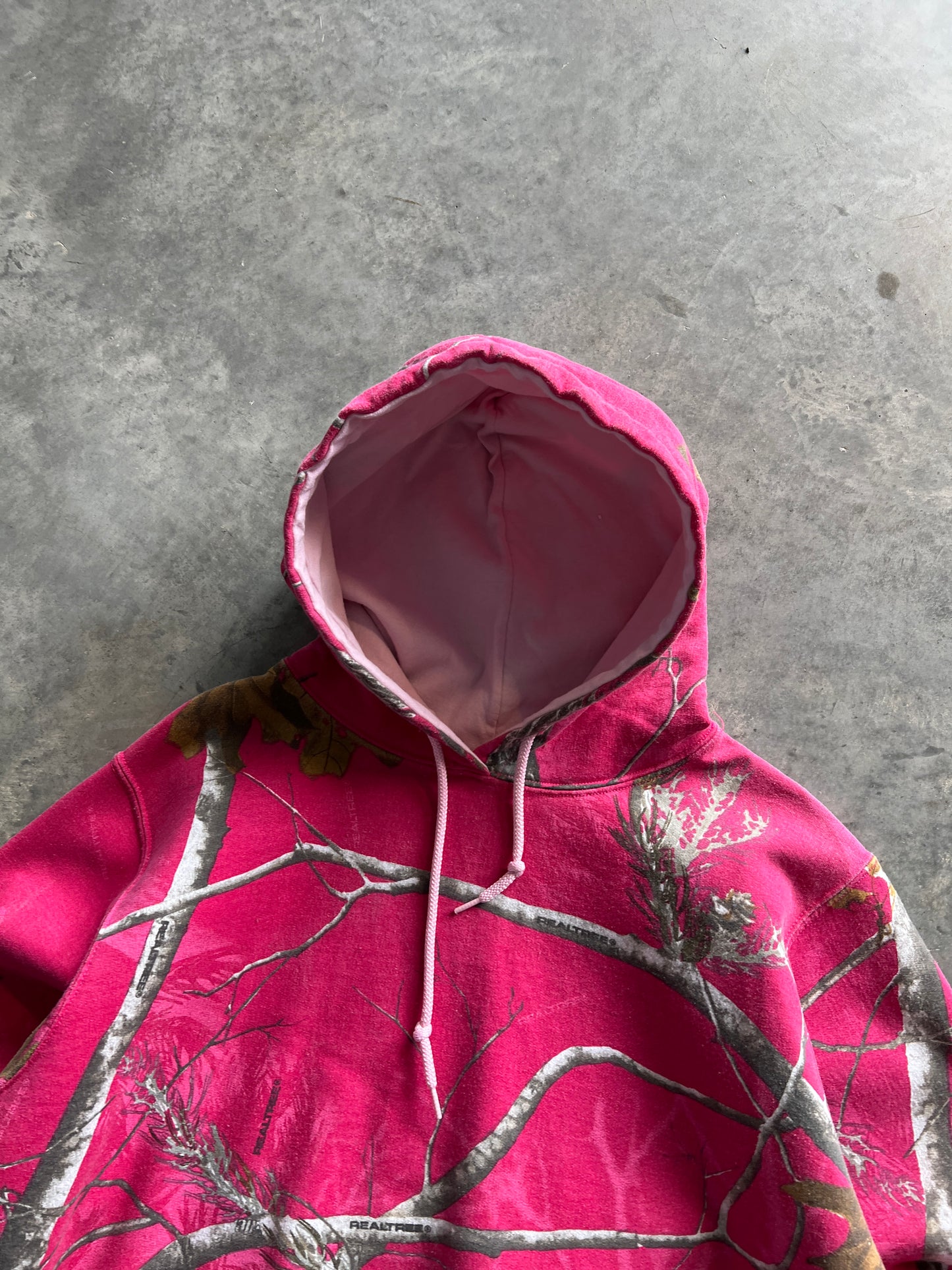 Vintage Pink Russell Athletic Camo Hoodie - L