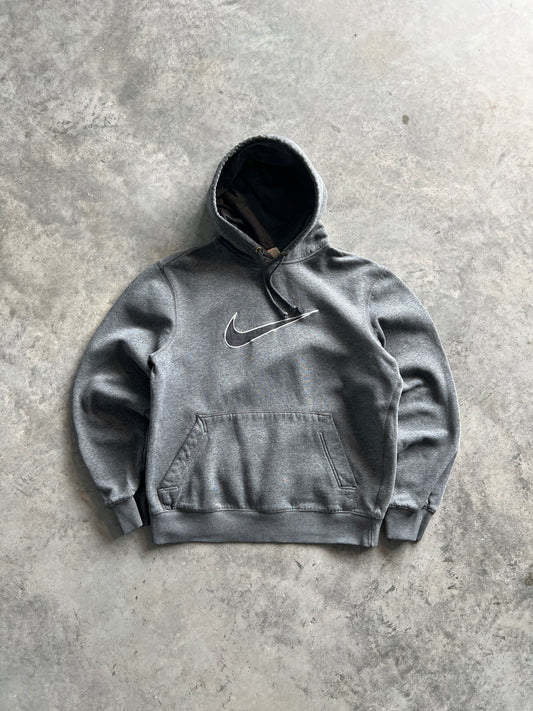 Vintage Heather Grey Nike Swoosh Hoodie - M