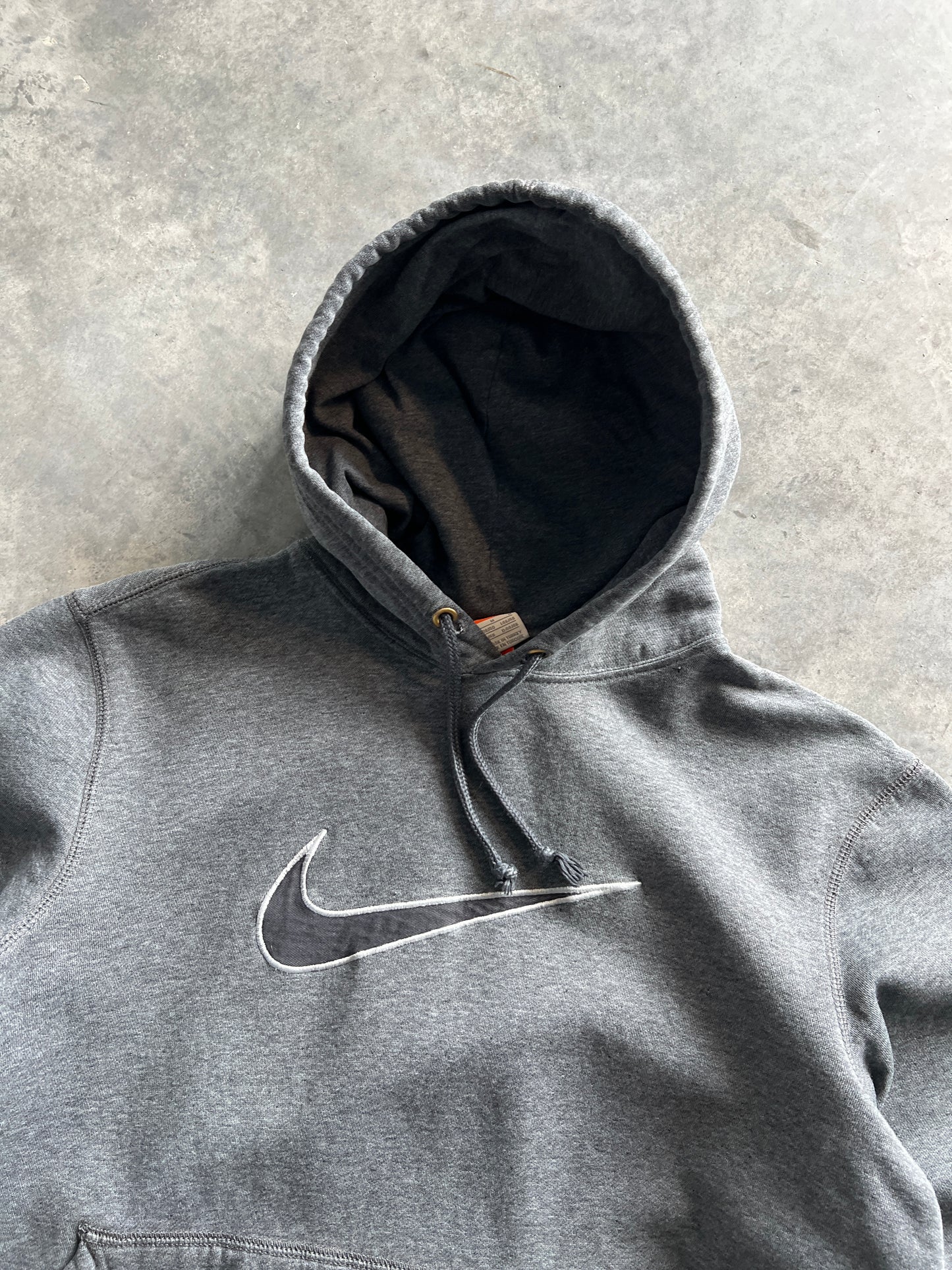 Vintage Heather Grey Nike Swoosh Hoodie - M