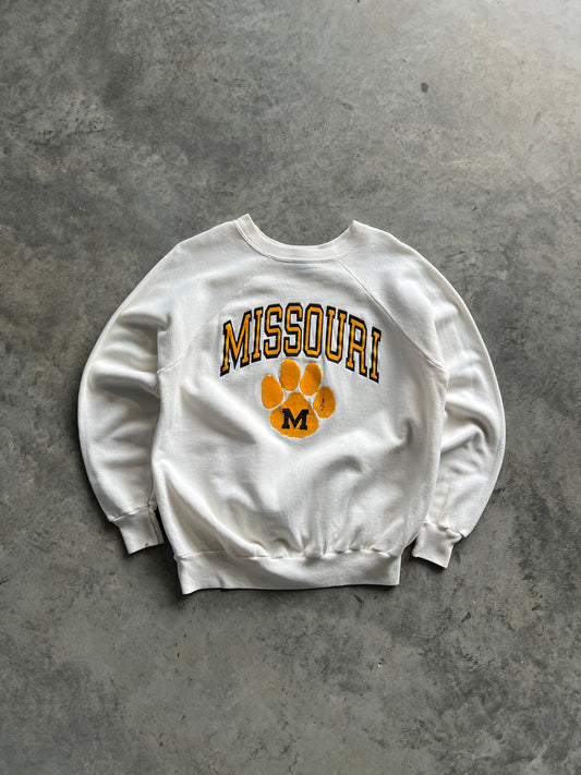 Vintage White Missouri Spellout Crew - M