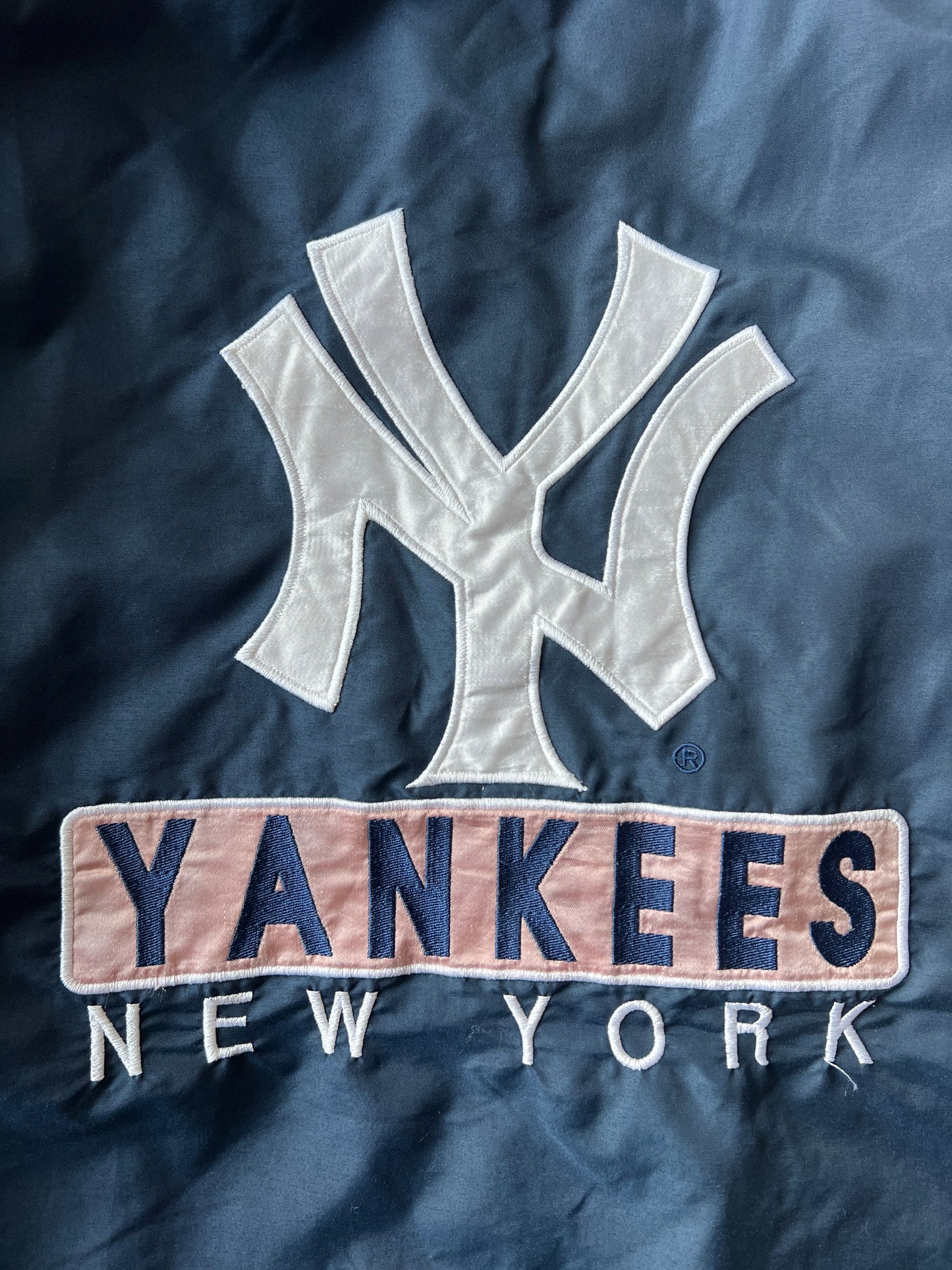 Vintage Navy Blue NY Yankees Puffer Jacket - XL