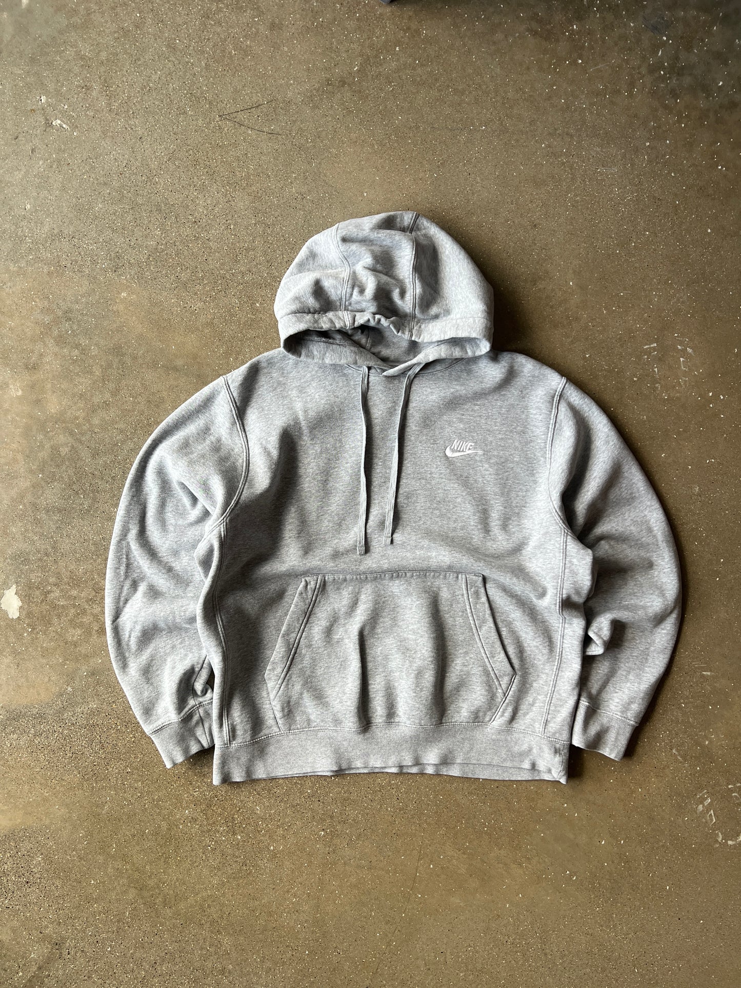 Vintage Grey Nike Swoosh Hoodie - M