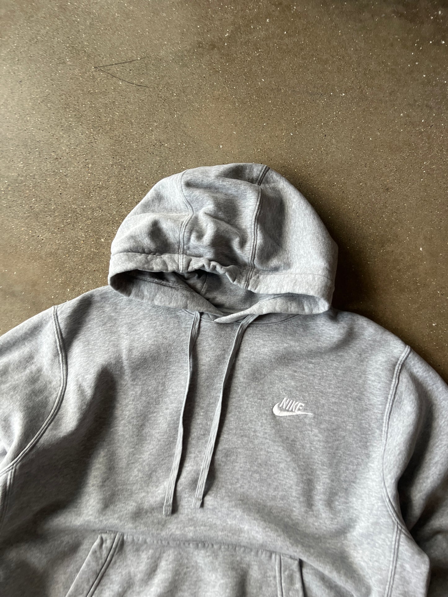 Vintage Grey Nike Swoosh Hoodie - M