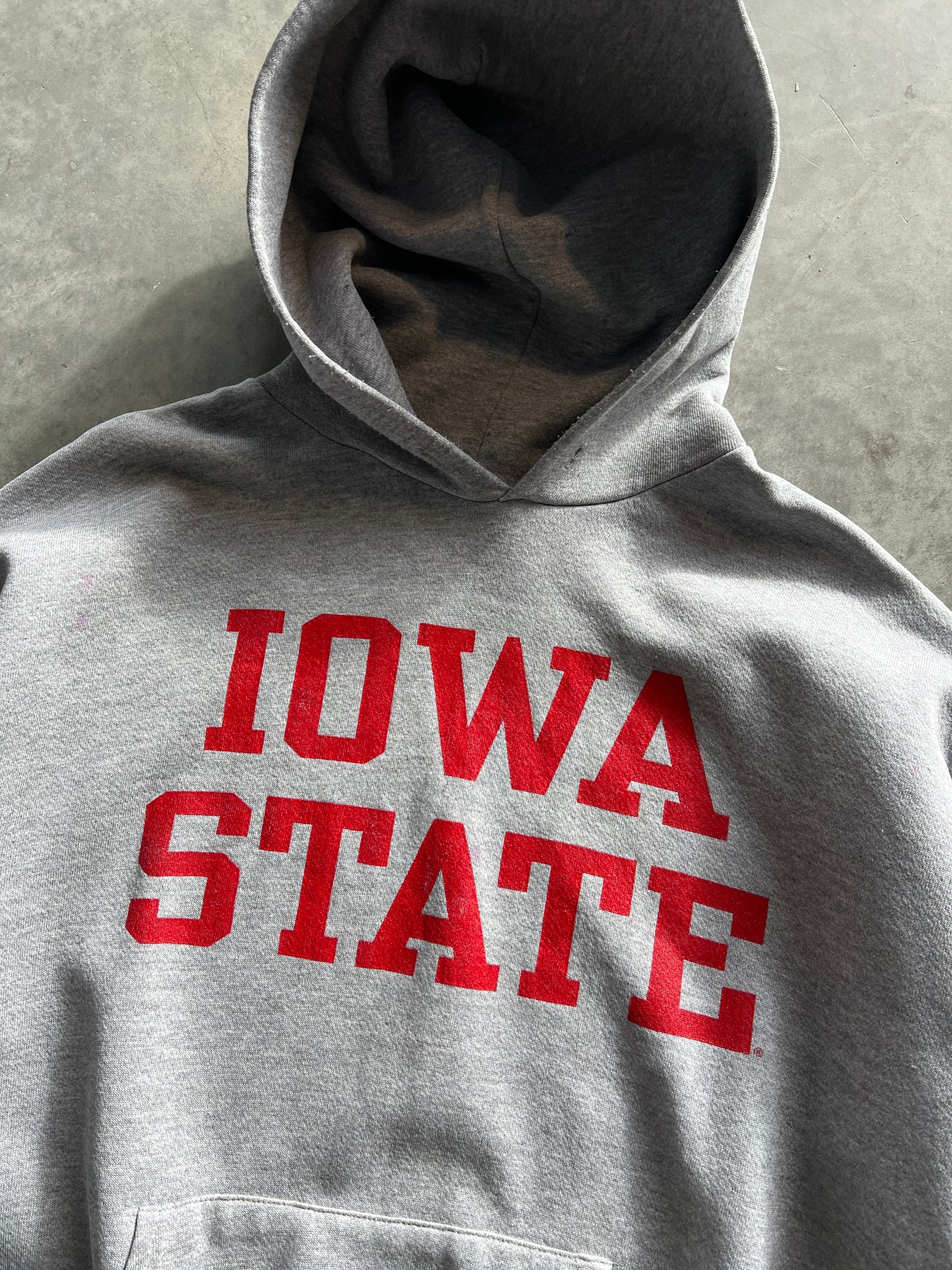 Vintage Grey Oversized Iowa State Hoodie - XL