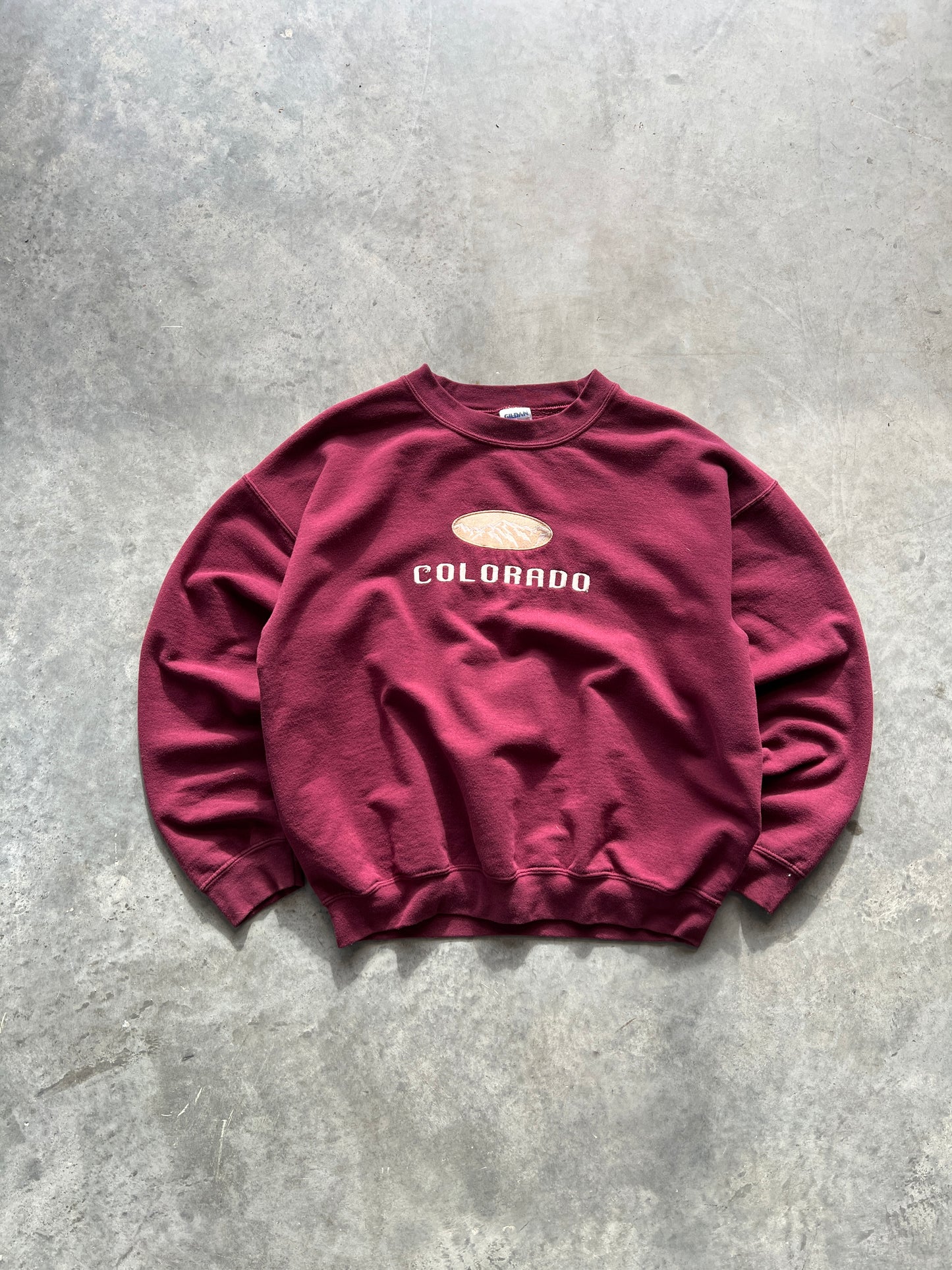 Vintage Maroon Colorado Spellout Crew - XL