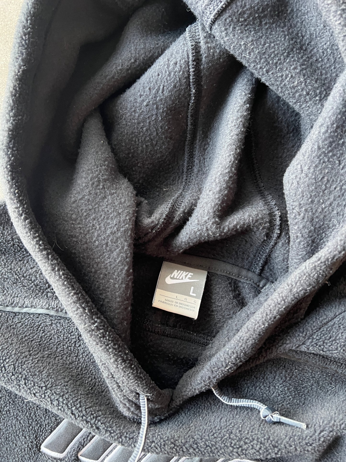 Vintage Dark Grey Nike Spellout Fleece Hoodie - L