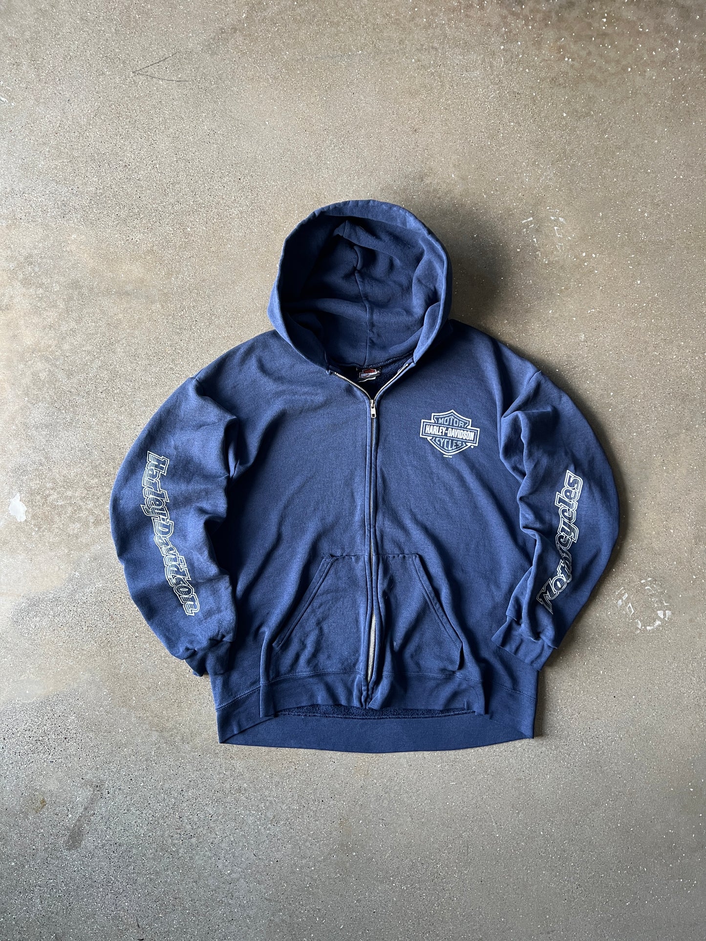 Vintage Navy Blue Harley Davidson Hoodie - L