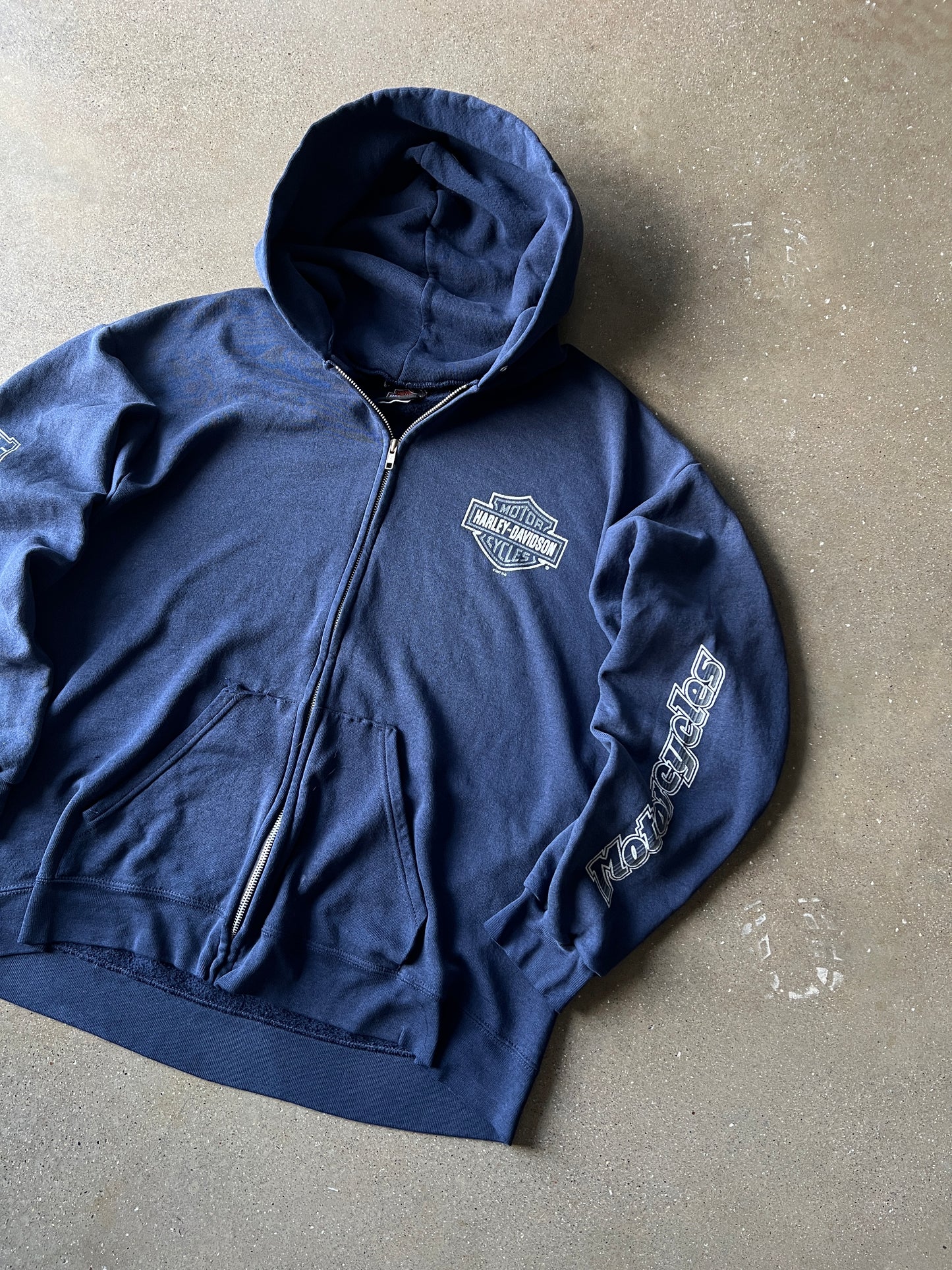 Vintage Navy Blue Harley Davidson Hoodie - L