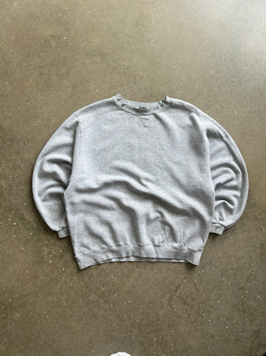 Vintage Heather Gray Minimalist Crew Neck Sweater - XL