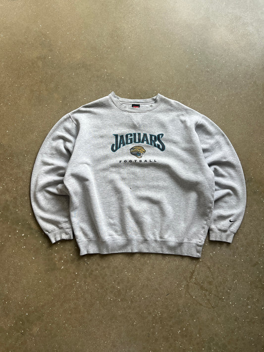 Vintage Gray Jaguars Football Crew Neck Sweater - XL
