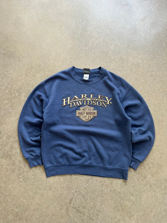 Vintage Dust Blue Harley Davidson Crew - M