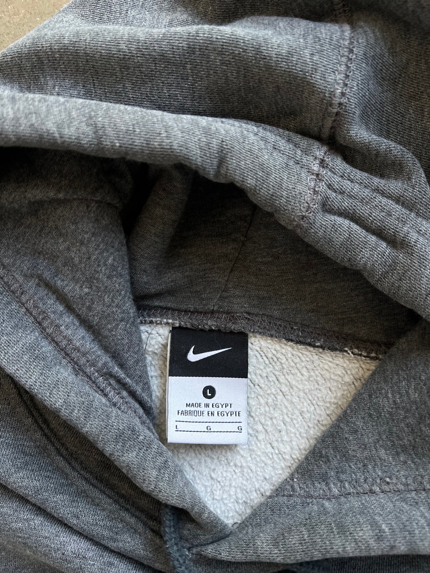 Vintage Grey Nike Swoosh Hoodie - L