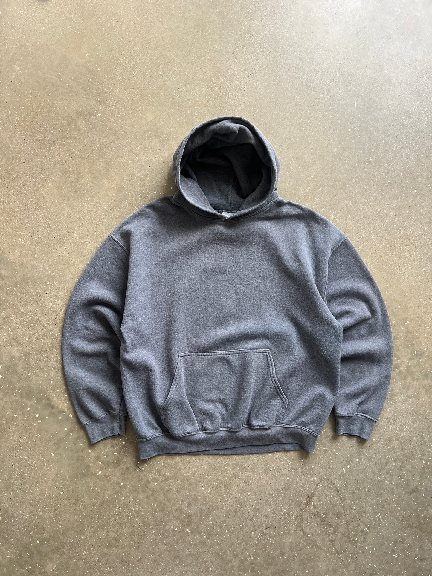 Vintage Gray Minimalist Hoodie - L