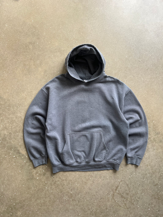 Vintage Gray Minimalist Hoodie - L
