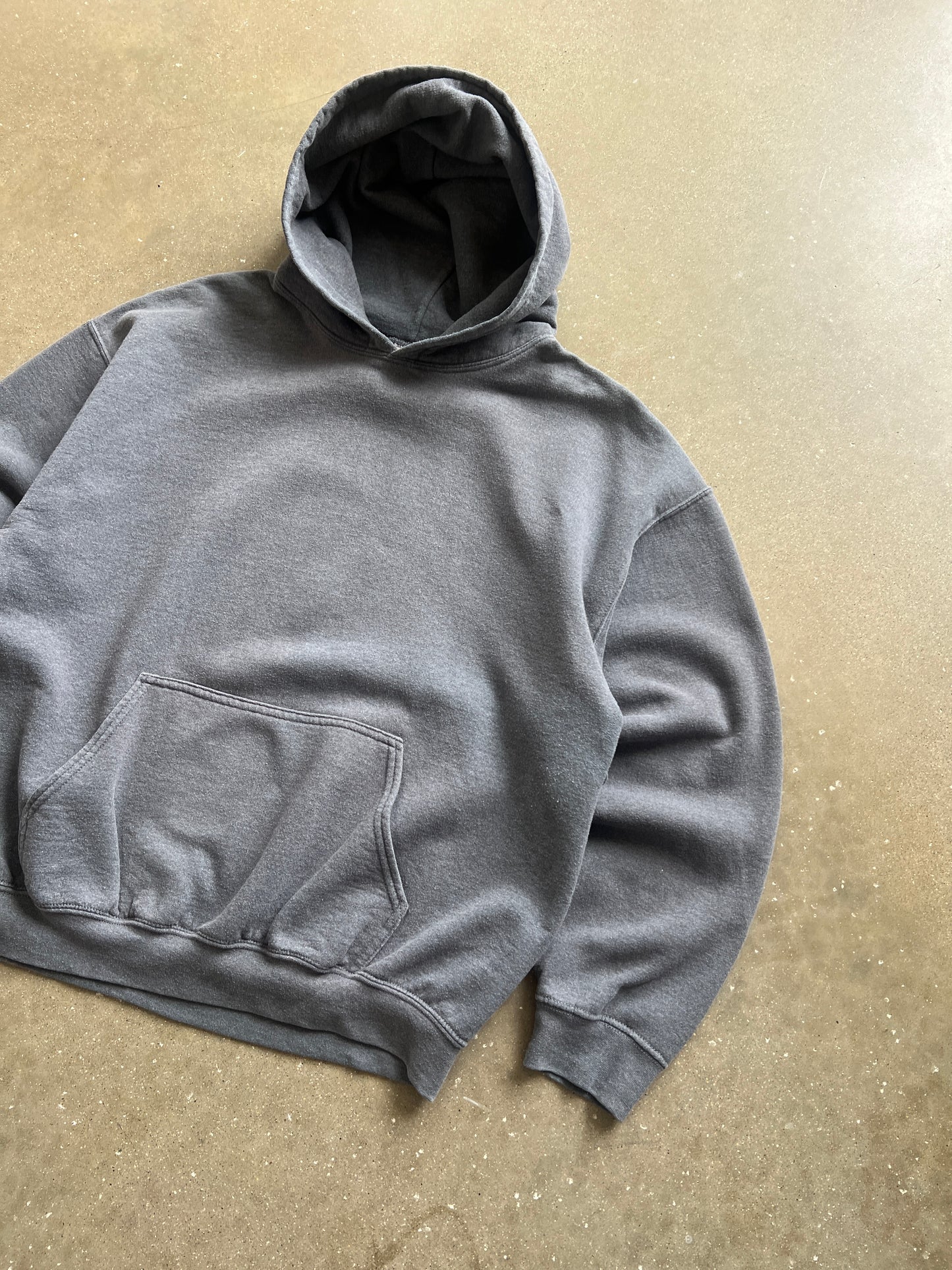 Vintage Gray Minimalist Hoodie - L
