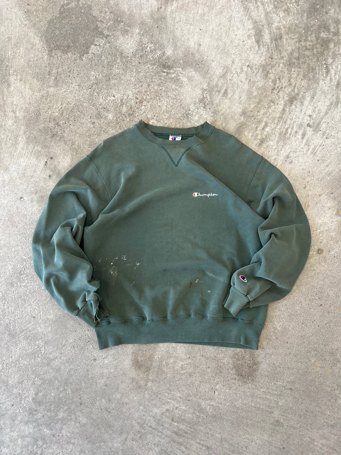 Vintage Faded Green Champion Crew - L