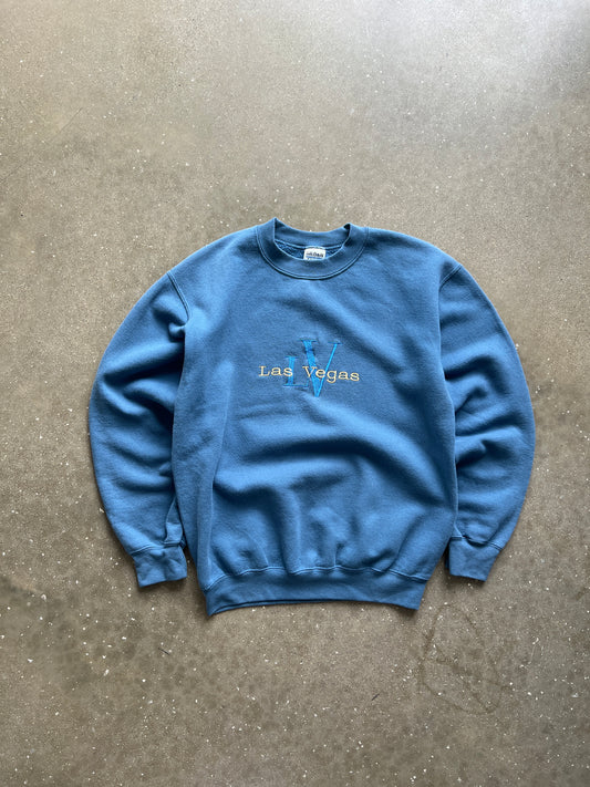 Vintage Teal Las Vegas LV Crew Neck Sweater - S