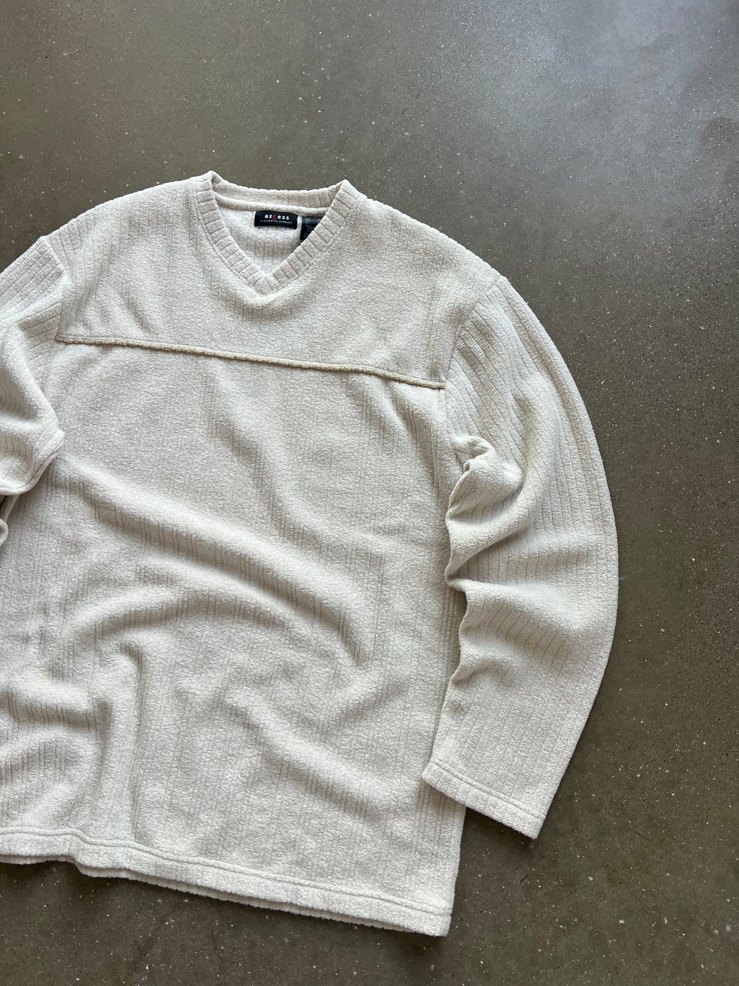 Vintage White Stripped Axcess Sweater - XL