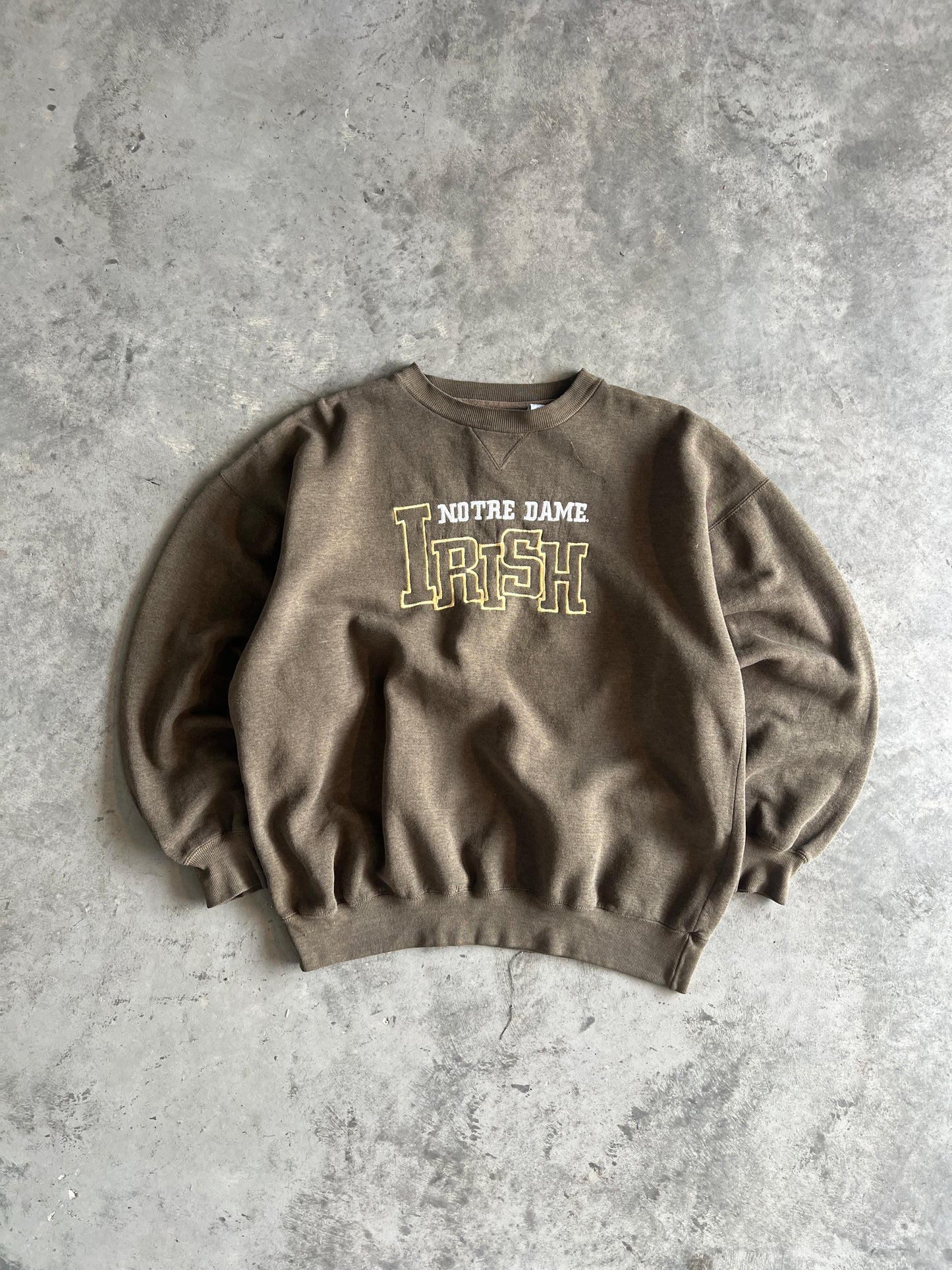 Vintage Faded Brown Notre Dame Crew - XL