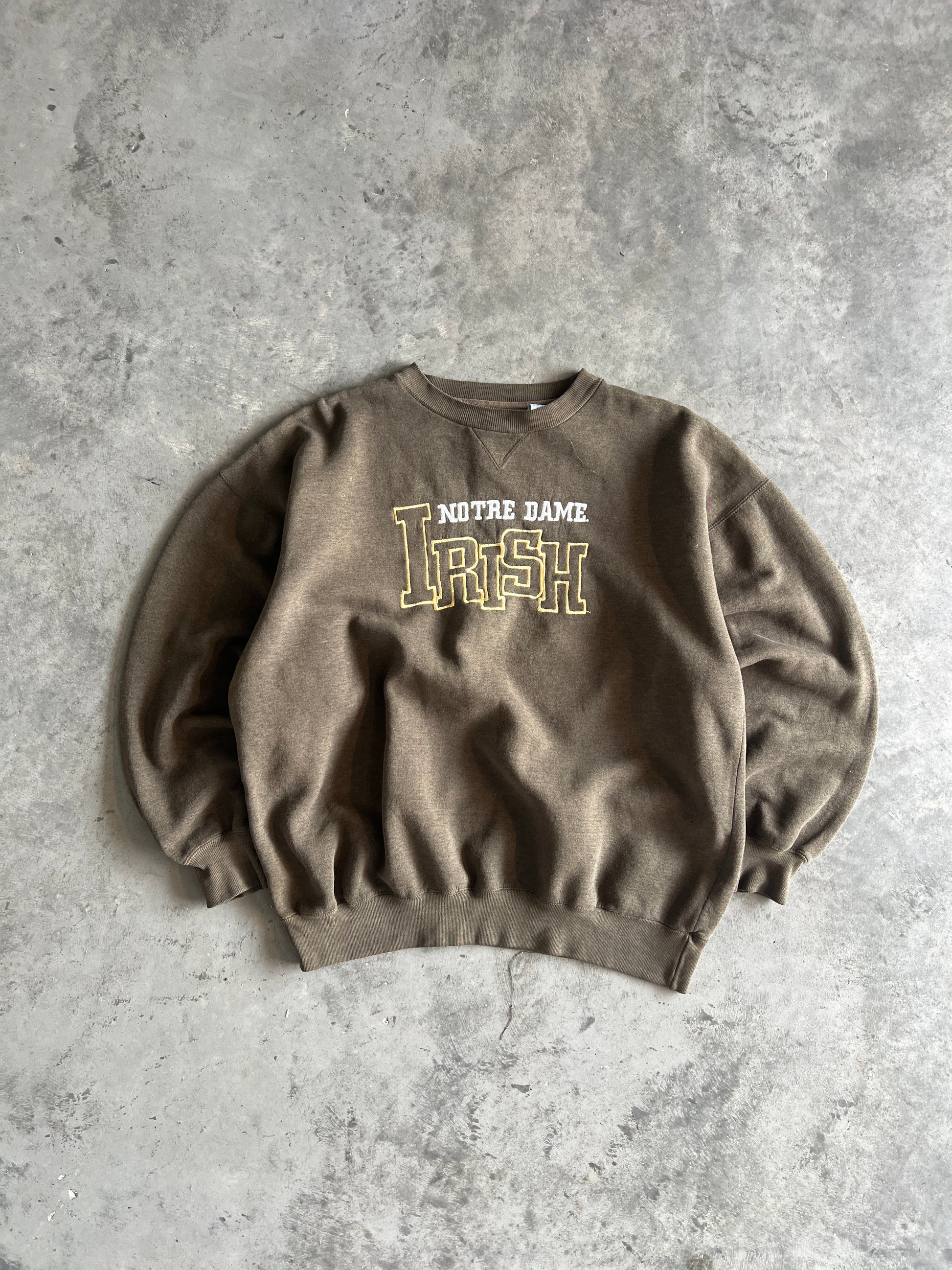Vintage Faded Brown Notre Dame Crew - XL