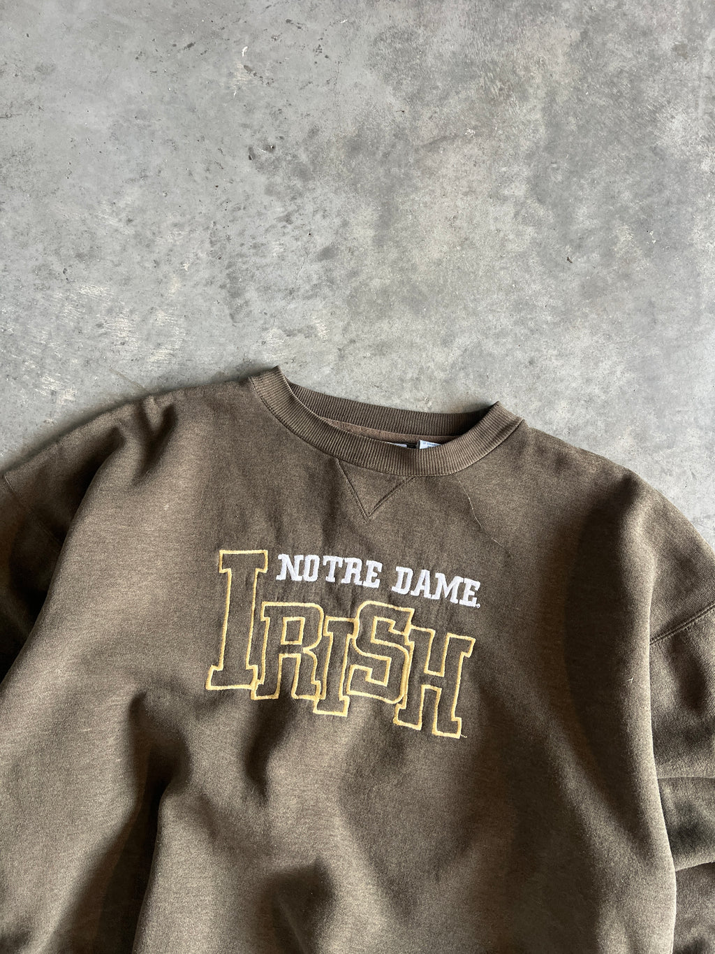 Vintage Faded Brown Notre Dame Crew - XL
