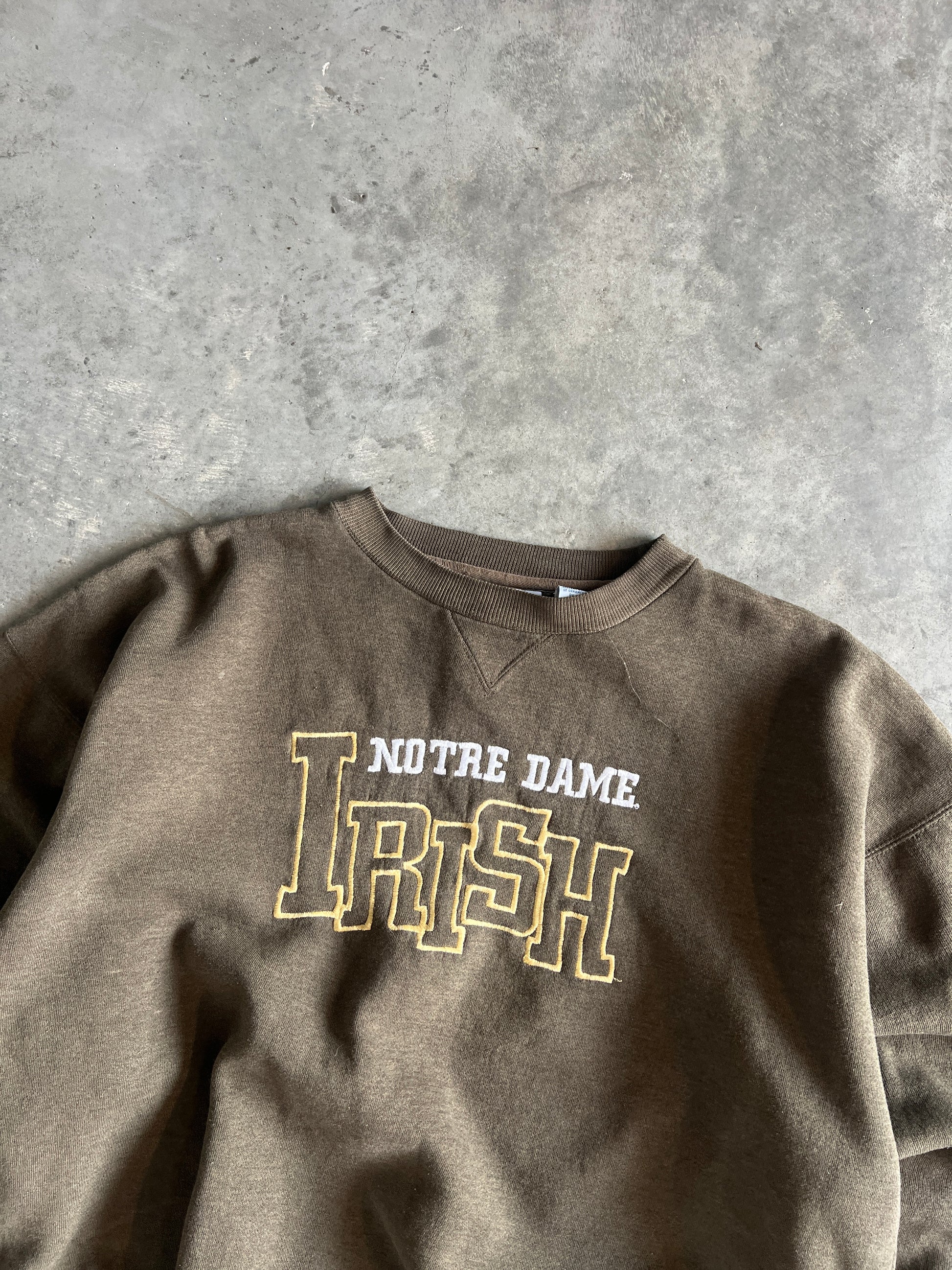 Vintage Faded Brown Notre Dame Crew - XL