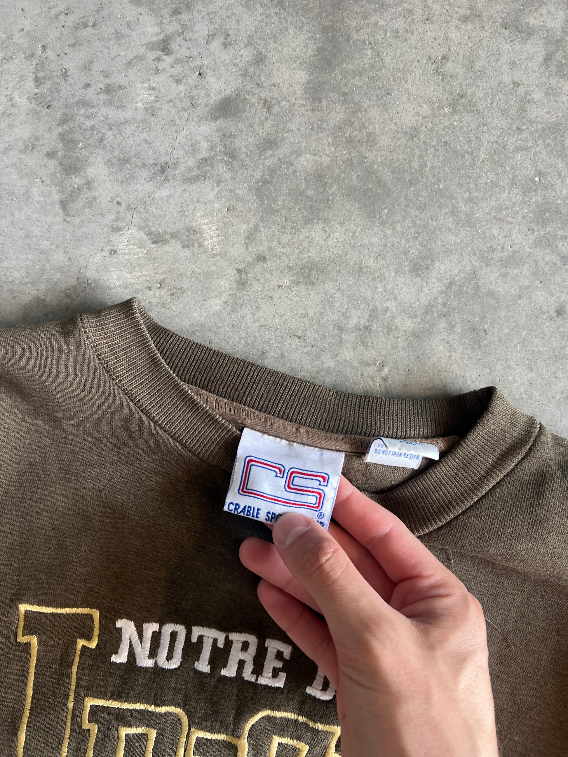 Vintage Faded Brown Notre Dame Crew - XL