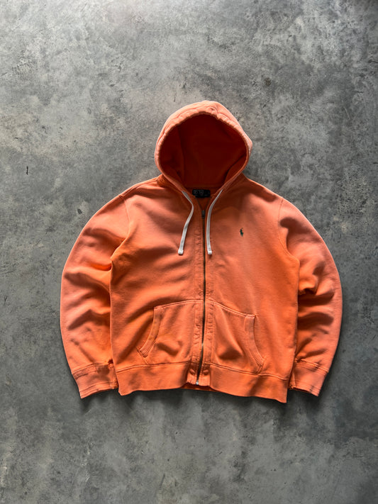 Vintage Plumb Orange Distressed Polo Hoodie - L