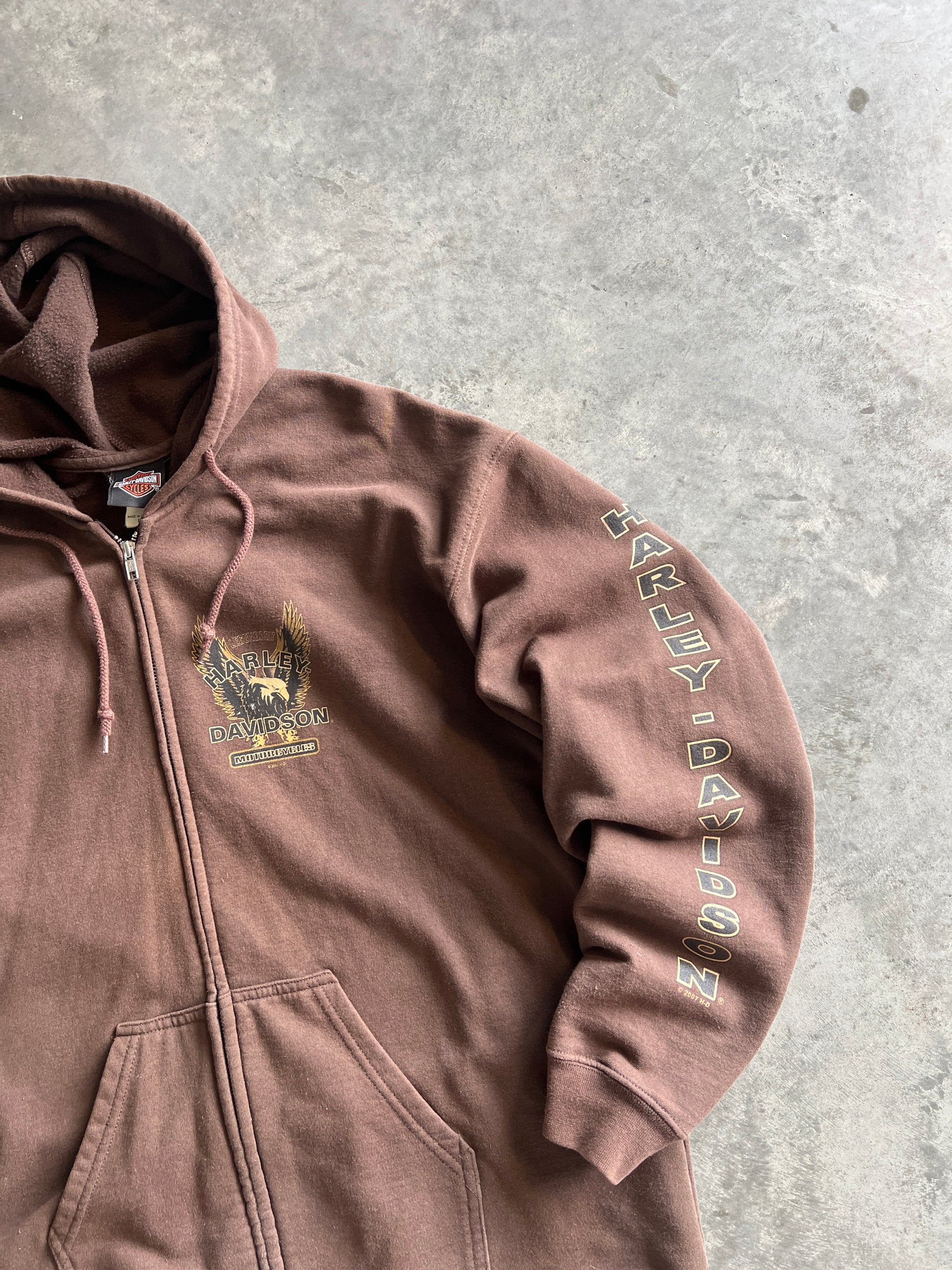 Vintage Brown Harley Davidson Hoodie - XL