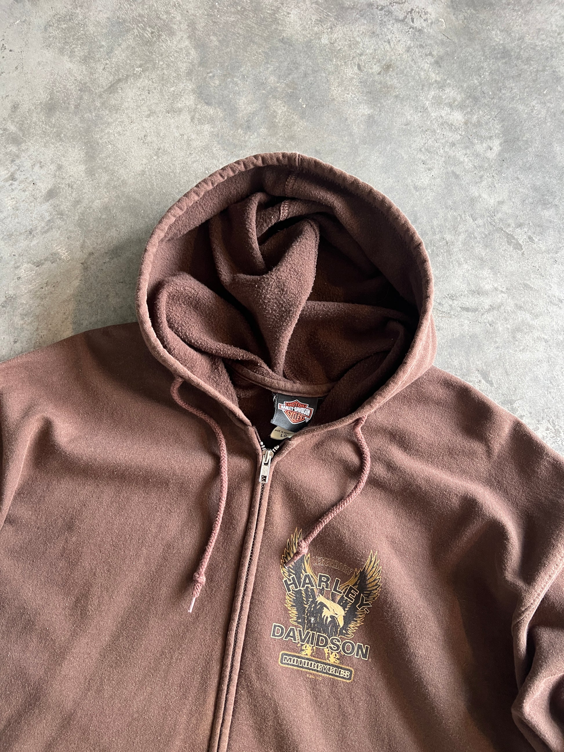Vintage Brown Harley Davidson Hoodie - XL