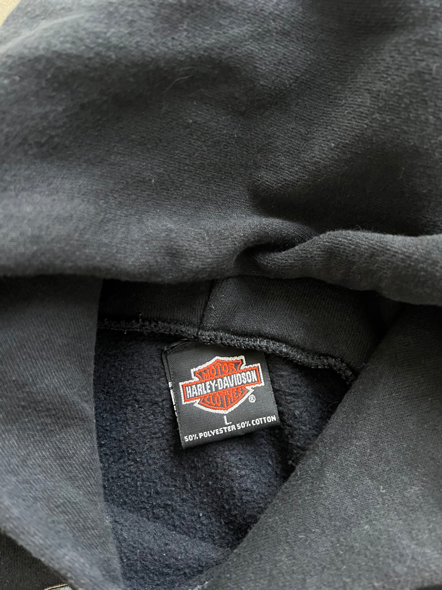 Vintage Black Harley Davidson Hoodie - L